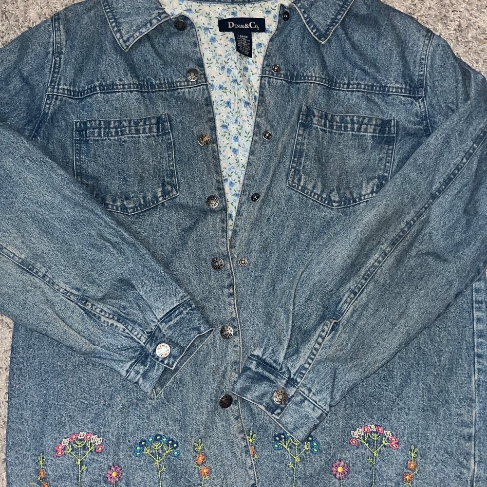 Embroidered Floral Jean Jacket